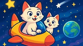 🌌 Cartoon Space Adventure: Mother Cat & Kitten&rsquo;s Epic Journey Through the Stars 🚀🐱✨