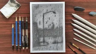 رسم منظر طبيعي لفصل الشتاء والامطار بقلم الرصاص | رسم خطوة خطوة للمبتدئين في تعليم الرسم - رسم سهل