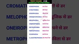Phobia(डर) related words, #shorts ewd_S138