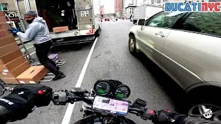 NEAR CRASH + SPICY lane splitting from Manhattan to Queens - Ducati NYC Vlog v1800