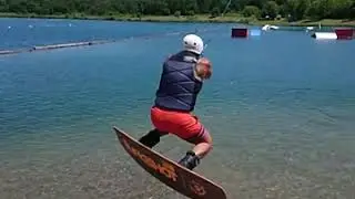 Jump start at the cable park wakeboarding