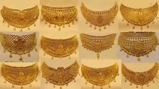 Below 20 Grams 22ct gold light weight bridal choker necklace designs with weight and price