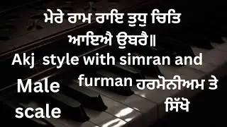 learn~ mere ram rai tudh chit aayeye ubhre on harmonium akj style male scale with simran and furman