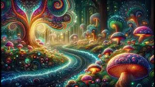 Relaxing River Sound and a Fractal Mushroom Forest with a River