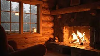 🔴 LIVE: Cozy Rainy Night in a Rustic Cabin &ndash; Fireplace & Forest Ambience for Deep Sleep & Relaxation