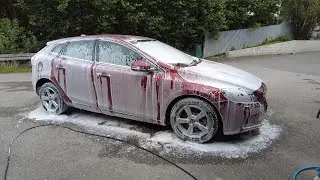 ASMR Detailing Volvo V40 in Heavy Winds