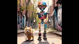 puppy & robot wonderful day #cute #dog #puppy #robot #fantasy #colorful #relax #imagination