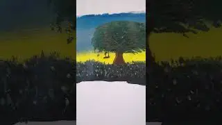#painting #paintings #brush #diy #hobby #tree #sky #acrylic #art #grass #yellow #blue