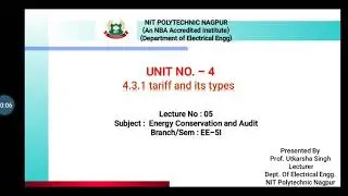 ECA(22525):Lecture 05 - 4.3.1 Tariff and its Types