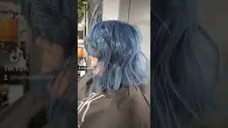 transformation blonde to denim blue #bluehair #short