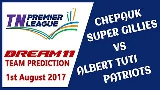 Dream11 Team Today (01-08-2017) - Chepauk Super Gillies Vs Albert TUTI Patriots | TNPL T20 2017