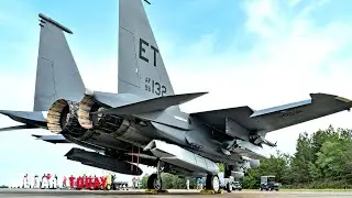 Monstrously Powerful Loading JDAM Bombs Onto F-15 Strike Eagle