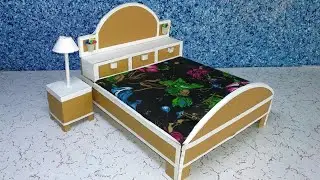 How to make a Doll Bed from Cardboard . Miniature Doll Bed