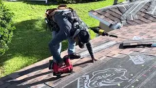 ROOFING COMPANY PROPERLY NAILING IKO DYNASTY WITH ELECTRIC NAIL GUNS #RELENTLESSROOFING 