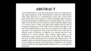 LIFI BASED VOICE TRANSMISSION FOR COAL MINE SAFETY MONITORING AND CONTROL AUTOMATION