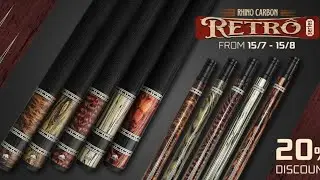 RHINO RETRÔ POOL CUE - BOCOTE - LIZARD EMBOSSED MICROFIBER LEATHER WRAP & POINT #@RhinoBilliards