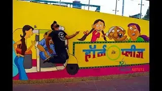 WALL PAINTING | GRAFFITI | DLF PLACE ,SAKET |HORN PLEASE MURAL ||ROCKSTARTISTS||