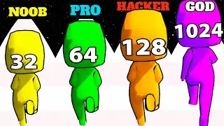 2048 Merge Run 3d - Level Up, Man Runner 2048 (NOOB to PRO to HACKER)