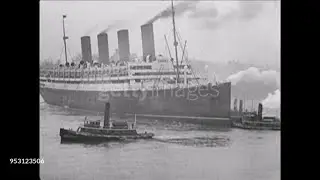 RMS Aquitania Footage - New York Harbor (1921)