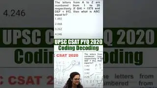 UPSC CSAT Trick: Coding-Decoding Made Easy! 💡 | CSAT 2020 PYQ #upsc #logicalreasoning #shorts