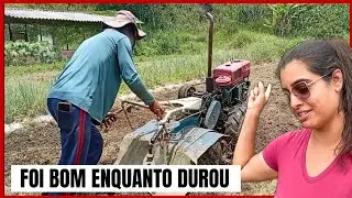 ADIANTANDO SERVIÇOS ANTES DA CHUVA, MICRO TRATOR TRABALHANDO NOS CANTEIROS.