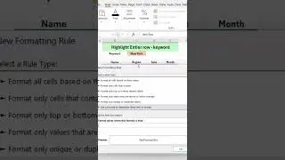 Excel Highlight Entire Row using Conditional formatting #excel #exceltips #excelshortcuts #shorts