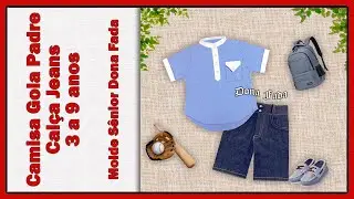 Camisa Gola Padre - 3 a 9 anos (Molde Brinde: Cal&ccedil;a Jeans - 3 a 9 anos)