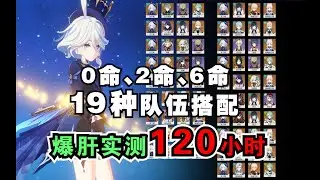 【原神】水神芙宁娜 0命\2命\6命，19种队伍搭配推荐！爆肝120小时！
