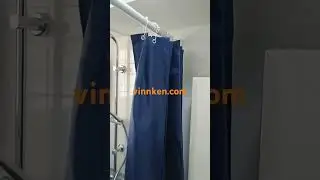 Blk 412B Fernvale Link | Straight White Shower Curtain Rod with Navy Blue Shower Curtains