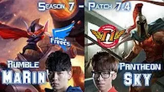 AFs MaRin RUMBLE vs SKT T1 Sky PANTHEON Top - Patch 7.4 KOREA Ranked