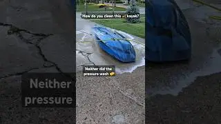How do you clean this kayak 🛶 #kayak #camping #howtodo #pressurewashing #washing #brush #cleaning
