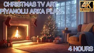 Piyanolu Tv Arka Planı | Yılbaşı &Ouml;zel Ş&ouml;mine TV Art | Christmas TV Frame