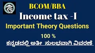 Important/Confirm Theory Questions for Semester Exams -Income tax-BCOM/BBA(15/10 Marks)