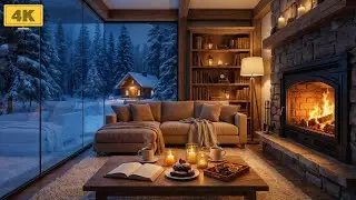 Cozy Snowy Cabin ❄️ Celtic Folk & Crackling Fireplace for Writing & Concentration