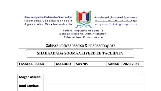 Imtixanka dowlada fasalka 8 aad Saynis 2020-2021