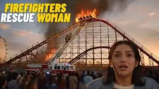 Firefighters Rescue Woman Stuck on Roller Coaster - Amusement Park 🚨
