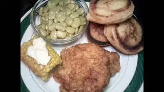 Italian Fried Chicken / lime bean & corn - on - cob, corn bread