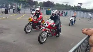 Classic Motorcycle Festival Parade @ Donington Park 2015, pit lane start