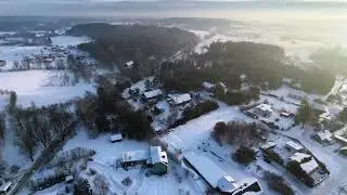 Warmia: Gietrzwałd + Woryty. Zimowy poranek widziany z drona