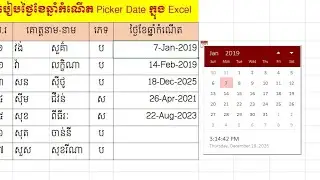 របៀបដាក់ Picker Date ក្នុង Excel 