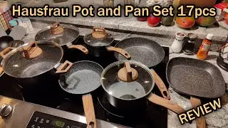Hausfrau Pot and Pan Set Nonstick Cookware Set 17pcs Induction Kitchen Granite Cooking Set Review