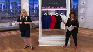 Quacker Factory Rhinestone Lattice Elbow Sleeve Knit T-Shirt on QVC
