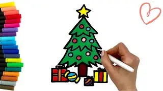 How to draw a christmas tree | EASY | learn colors for kids and toddlers