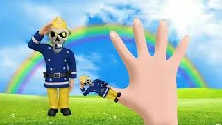 Fireman Sam learns Finger Family song with Skeleton