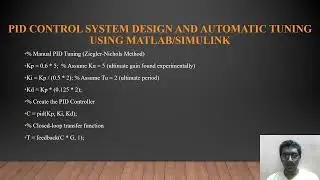 PID Control System Design and Automatic Tuning Using MATLAB/Simulink