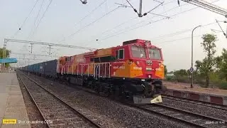Wdg4g freght  diesel locomotive high speed arrival station  ~ india / indian railway / train video