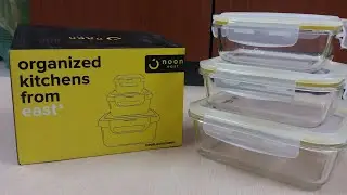 Borosilicate Glass Food Container Set With Airtight Lids Yellow 3-Piece Rectangle