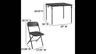 5 Piece Resin Card Table and Four Chairs Set With Sturdy steel and polypropylene construction