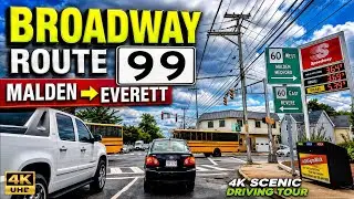 🚕 Broadway (Route 99) | Malden -  Everett MA | 4K Scenic Driving Tour - 9/19/22