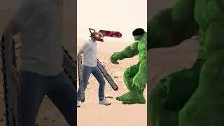 Superheroes Incredible HULK VS  House head  monster VS Chainsaw man